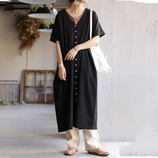 Frauen Langes Knopf-up Maxi Kleid R&B