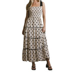 Damen Maxikleid mit dekorativen Punkten und schulterfreiem Design R&B