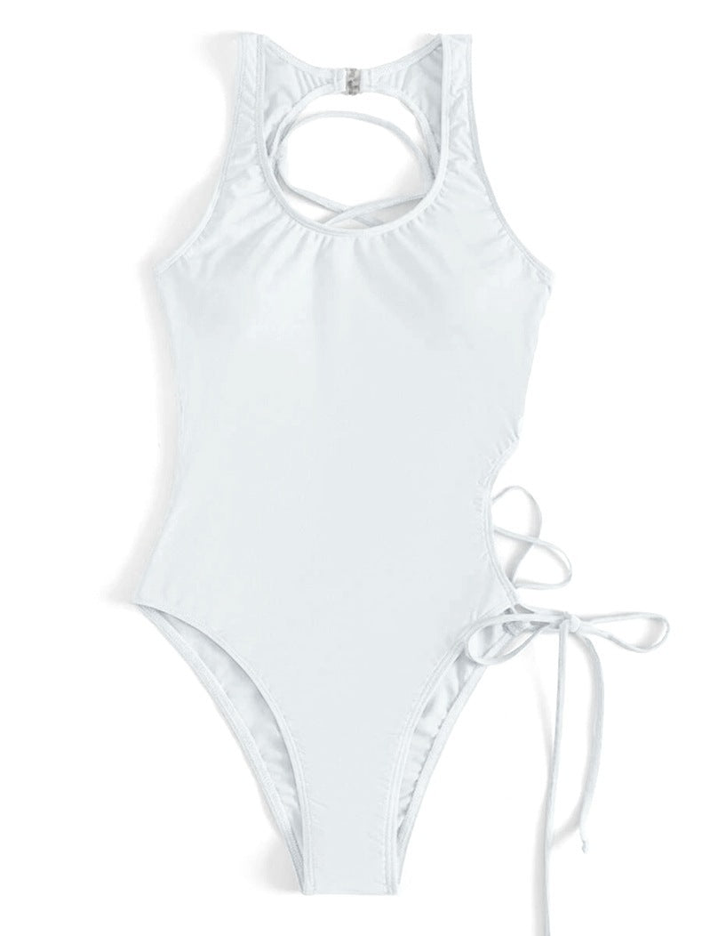 Damen Einteiler Badeanzug mit modischem Cut-Out und verstellbaren Seitenbändern R&B