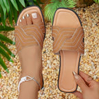 Damen Offene Mules mit modischem Flecht-Design R&B
