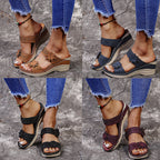 Damen Komfortable Wedge-Sandalen mit floralen Verzierungen R&B