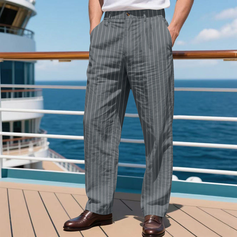 Herren elegante Anzughose mit schmalen Nadelstreifen R&B