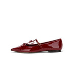 Damen Ballerina-Schuhe mit verspieltem Schleifendetail und eleganter Lackoberfläche