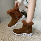 Damen Winterstiefel mit kuscheligem Kunstfell und modischem Riemen R&B