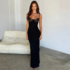 Damen Elegantes Maxikleid mit Spitzenoberteil und figurbetontem Schnitt R&B