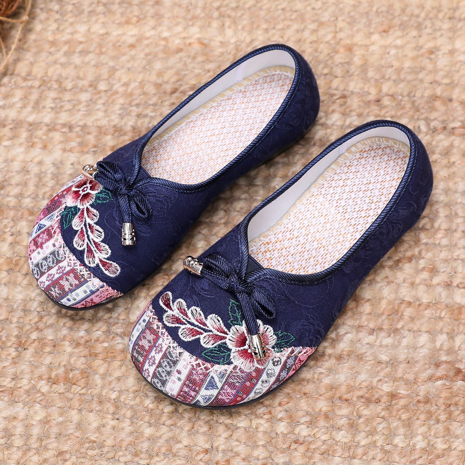 Damen Bequeme Ballerinas mit floralem Design und elastischem Einstieg R&B