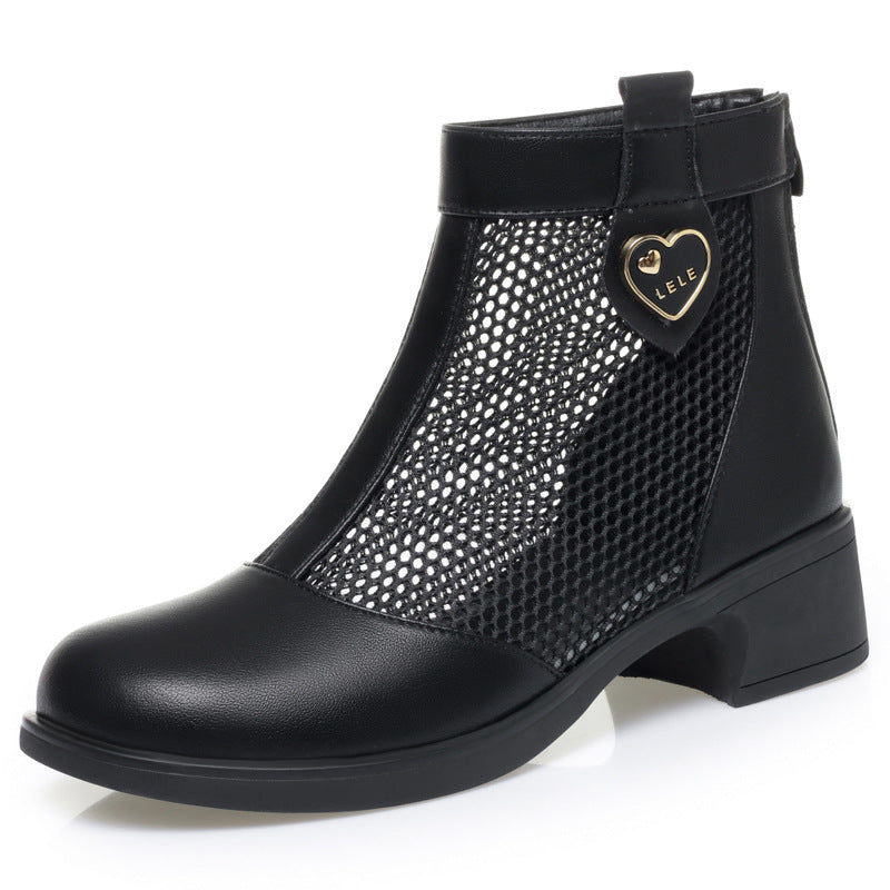 Damen Trendige Stiefeletten mit raffiniertem Netzdesign und flexiblem Blockabsatz R&B