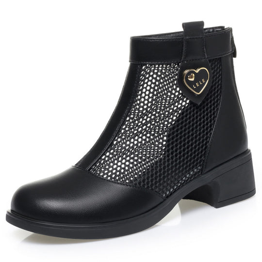 Damen Trendige Stiefeletten mit raffiniertem Netzdesign und flexiblem Blockabsatz R&B