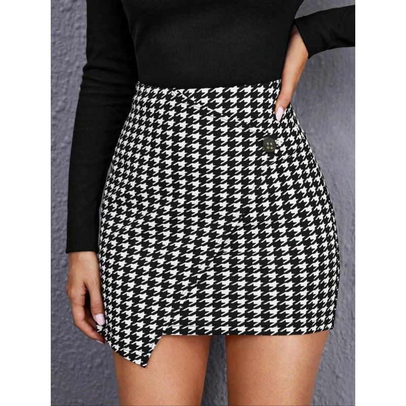 Damen Minirock mit asymmetrischem Schnitt und Knöpfen R&B
