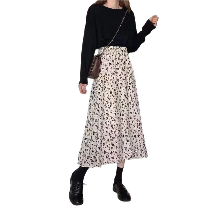 Damen Midirock mit floralen Mustern und elastischem Bund R&B