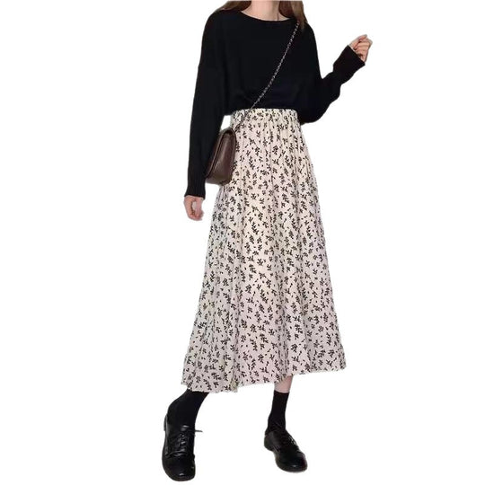 Damen Midirock mit floralen Mustern und elastischem Bund R&B