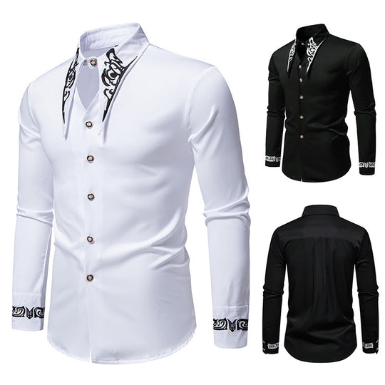 Herren modisches Hemd mit kreativem Kragen-Design R&B