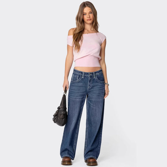 Damen Off-Shoulder T-Shirt R&B