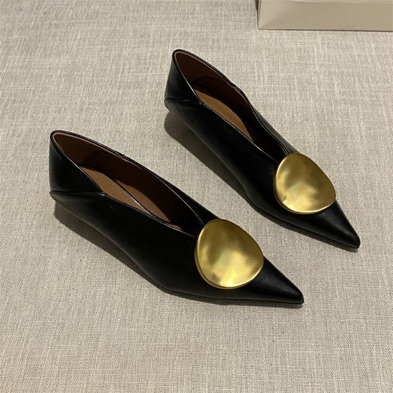 Damen spitze Ballerinas mit dekorativem Metallic-Detail R&B