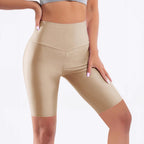 Damen Sportliche Hochbund-Radlerhose mit glänzendem Finish