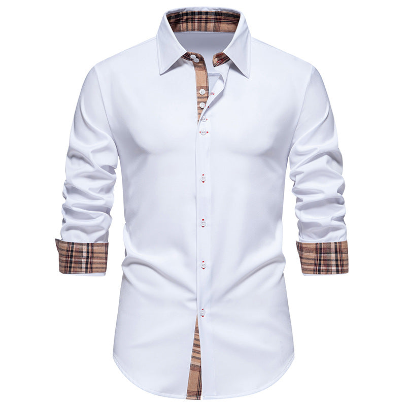Herren elegantes Langarmhemd mit modernen Karo-Akzenten R&B