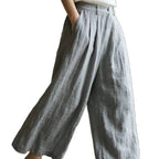 Damen weite Leinenhose mit eleganter Bundfalte und Taschen R&B