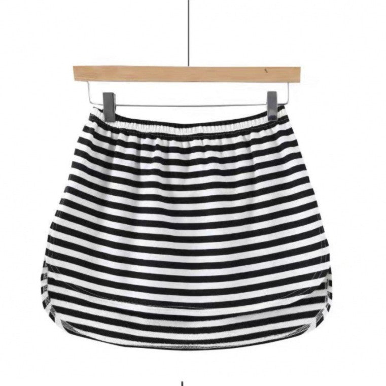 Damen lässiger Jersey-Rock mit elastischem Bund und modischem Streifenmuster R&B