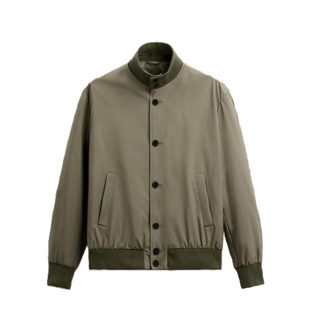Herren stylische und praktische Bomberjacke mit elastischem Bund und Knopfleiste R&B