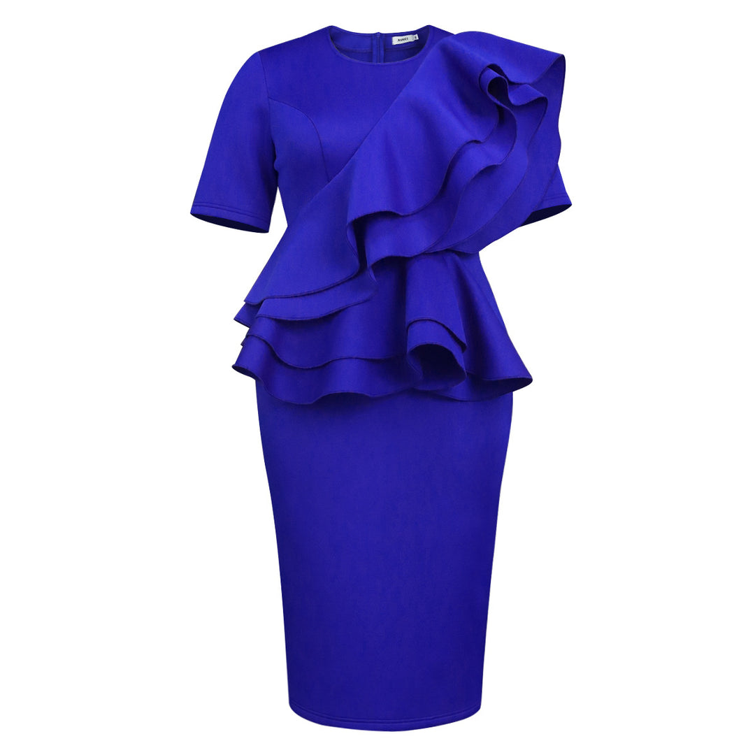 Damen stilvolles Kleid mit voluminösem Rüschendesign R&B