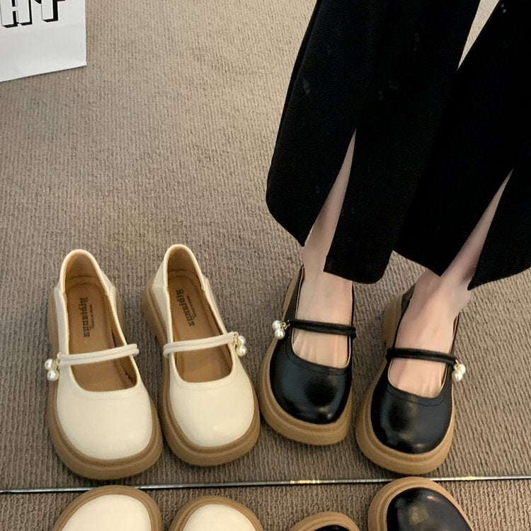 Damen elegante Mary Jane Schuhe mit modischen Perlenakzenten R&B