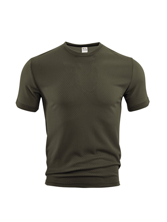 Herren nan Waffelstruktur-T-Shirt mit Rundhalsausschnitt und körpernaher Passform R&B