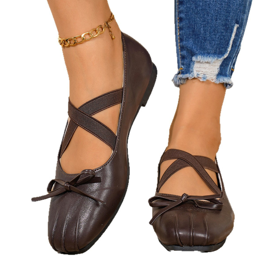 Damen elegante Ballerinas mit verschnörkeltem Riemchen und dekorativem Schleifendetail R&B