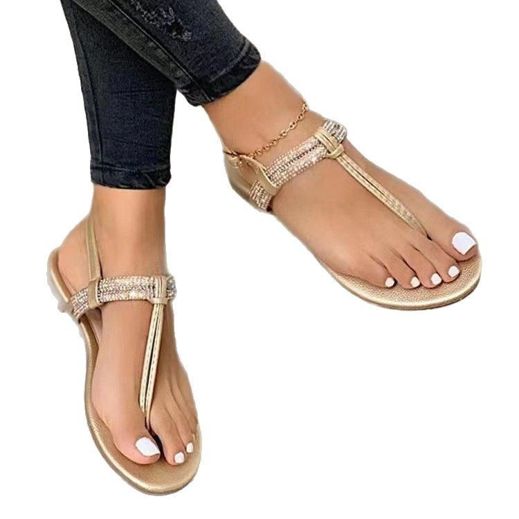 Damen Glamouröse Zehentrenner-Sandalen mit glitzerndem Riemen R&B