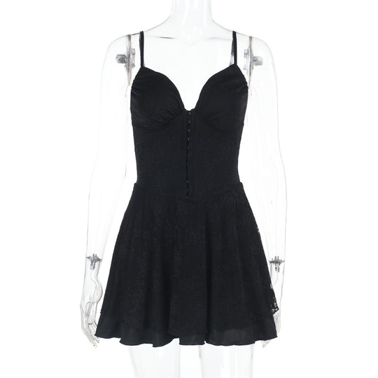 Damen ärmelloses Minikleid mit Spitzenapplikationen R&B