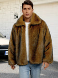 Herren Luxuriöse Kunstpelzjacke mit breitem Revers R&B