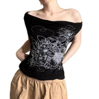 Damen ärmelloses Crossover-Top mit floralem Design R&B