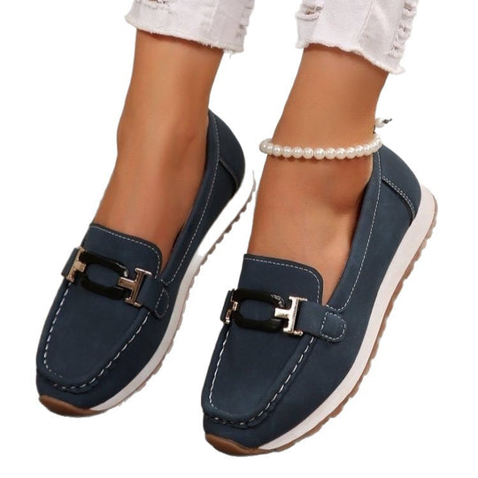 Damen Mokassin-Schuhe mit modischem Schnallenakzent und bequemem Fußbett R&B