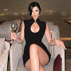 Damen Kleid mit schmalem Schnitt und elegantem Stehkragen R&B