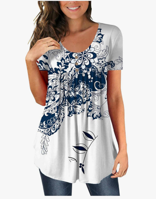 Damen Tunika Damen U-Ausschnitt Print