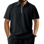 Herren Kurzarm Polo-Shirt mit strukturiertem Design und Reißverschluss R&B