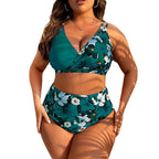 Damen Hochgeschnittenes Floral-Bikini-Set mit Wickeloberteil R&B