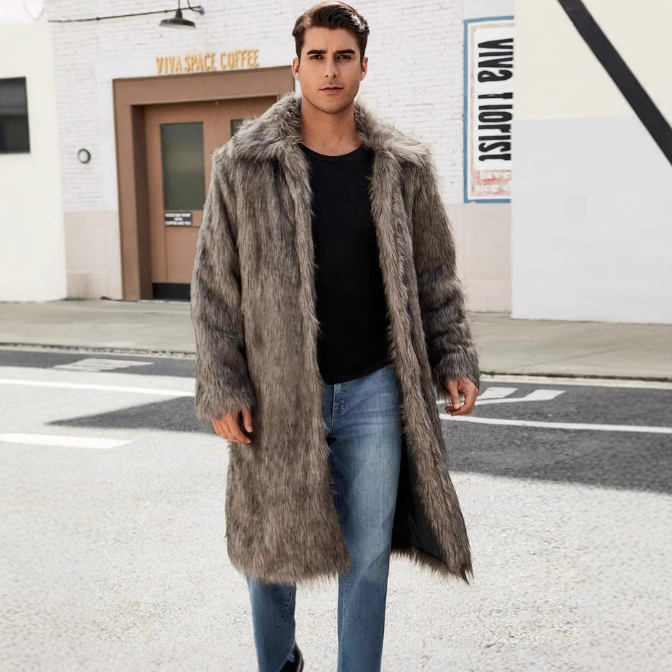 Herren Eleganter Kunstfell-Teddy-Mantel R&B