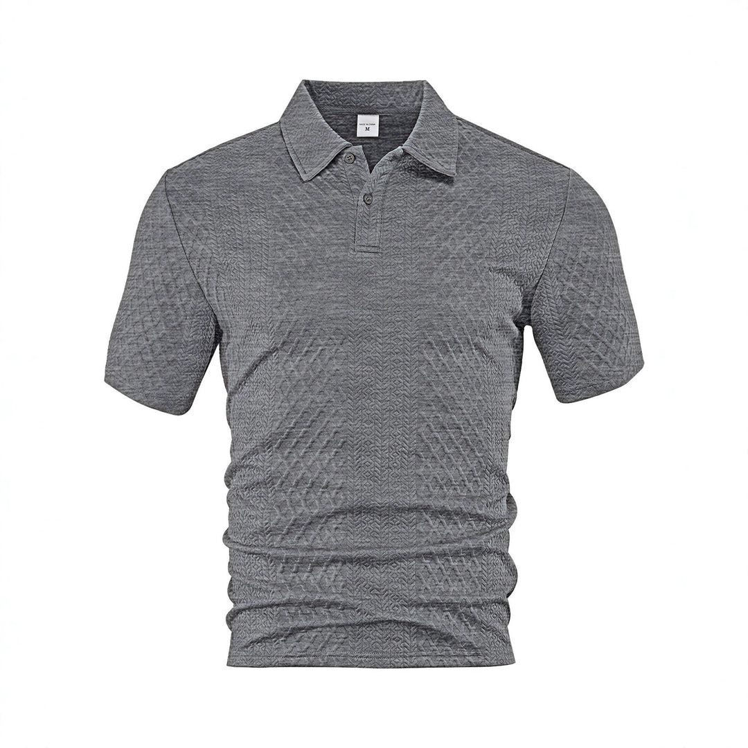 Herren nan texturiertes Jacquard-Poloshirt kurzärmelig schmaler Schnitt mit Polokragen R&B