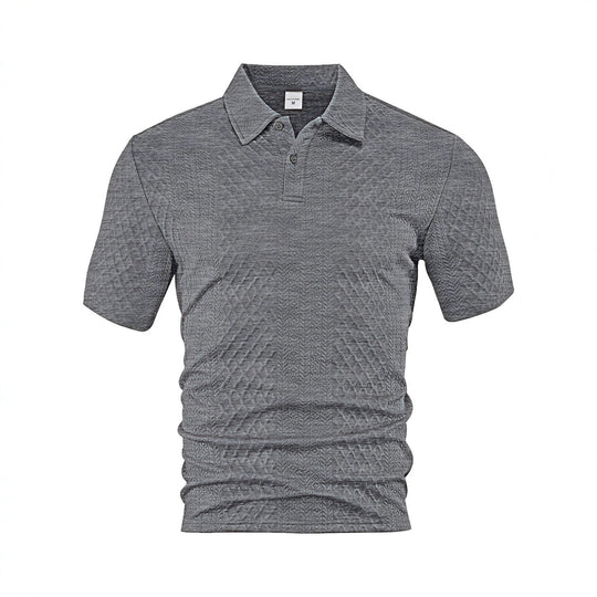 Herren nan texturiertes Jacquard-Poloshirt kurzärmelig schmaler Schnitt mit Polokragen R&B