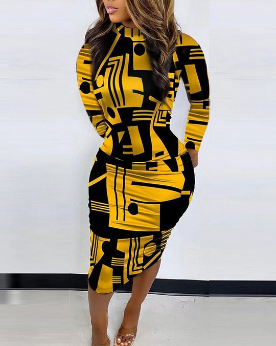 Damen Körperbetontes Kunstwerk Kleid R&B