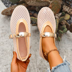 Damen Stilettos mit netzartigem Obermaterial und moderner Schnallenapplikation R&B