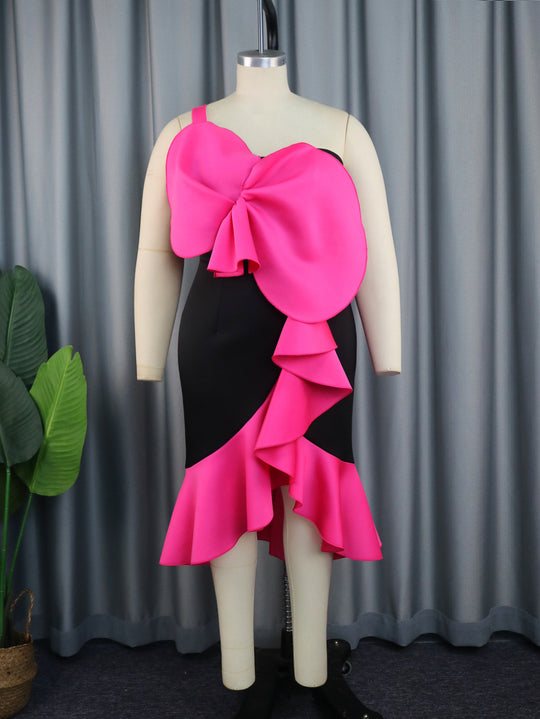 Damen Elegantes Cocktailkleid mit statementvollem Rüschen-Design und Übergröße R&B