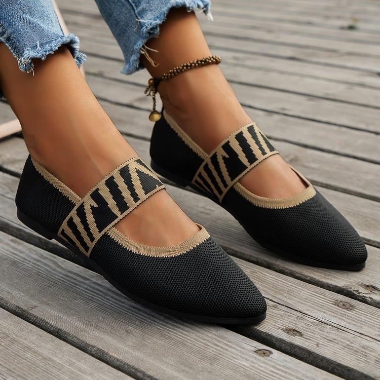 Damen Ballerinas mit elastischem Riemen und atmungsaktiver Oberflächenstruktur R&B