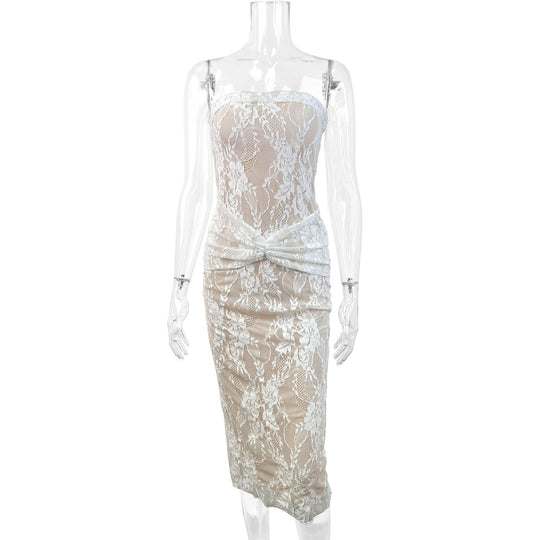 Damen Spitzenkleid mit figurformendem Design und elegantem Knotendetail R&B