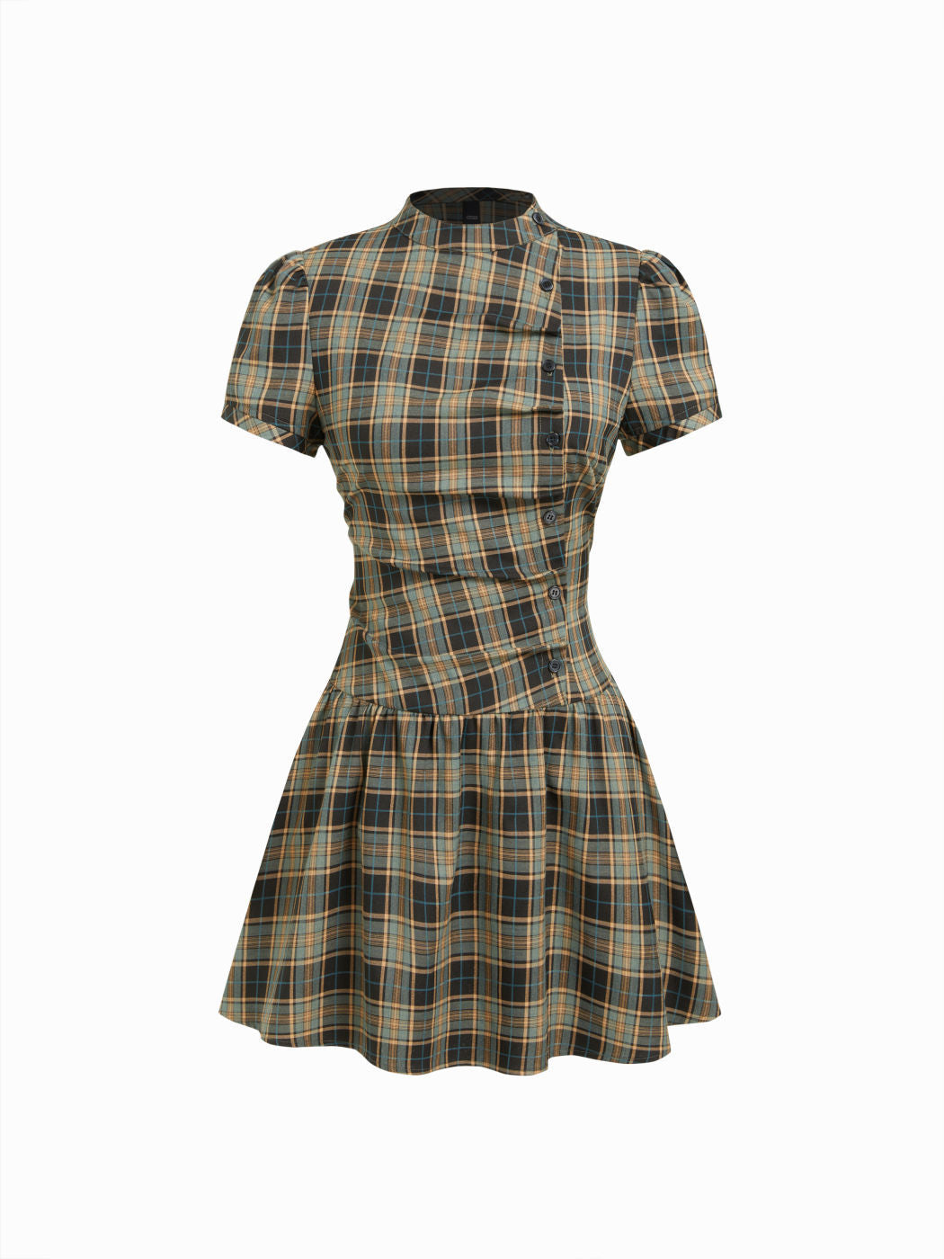 Damen Karo Kurzarmkleid R&B