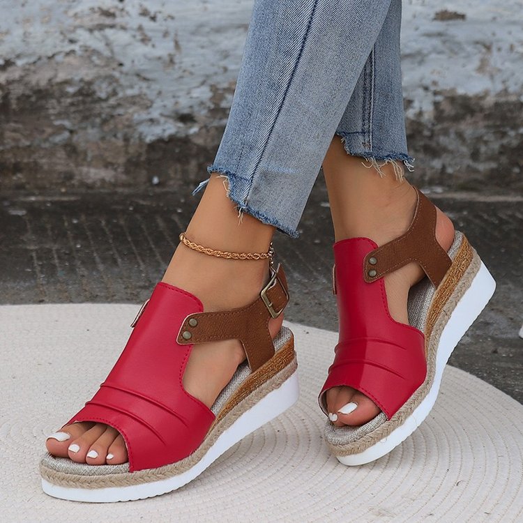 Damen Wedge-Sandalen mit modischem Verschluss und komfortablem Fußbett R&B