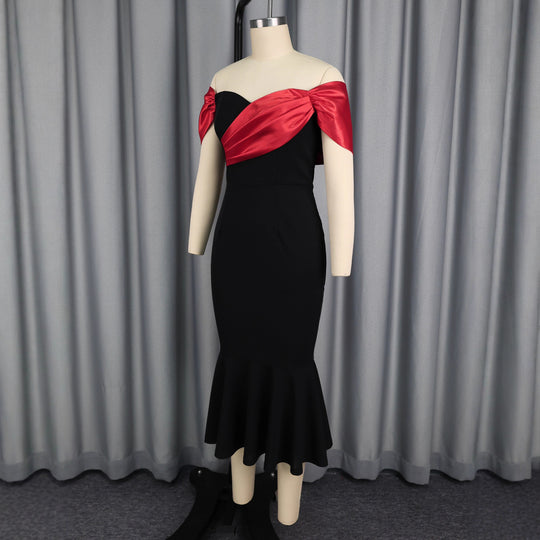 Damen Elegantes schnittloses Abendkleid mit voluminösem Taillenvolant R&B