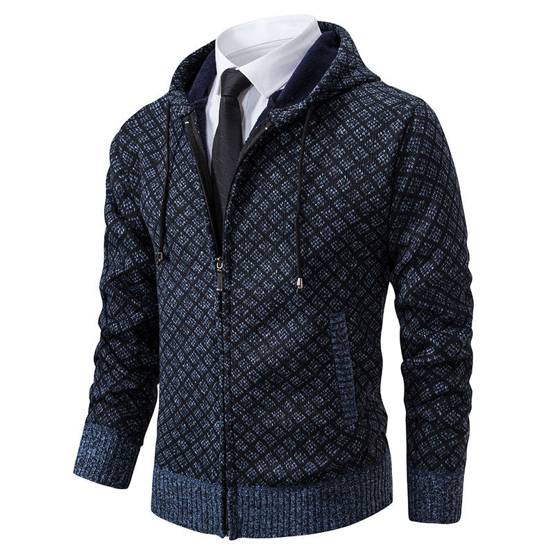 Herren stylische Jacke mit modernem Wabenmuster und Kapuze R&B
