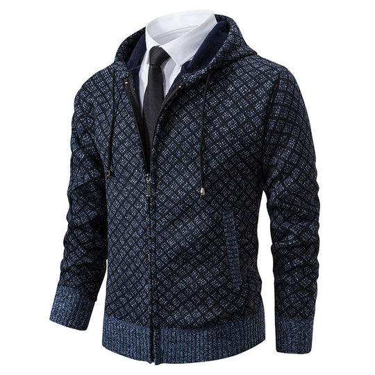 Herren stylische Jacke mit modernem Wabenmuster und Kapuze R&B