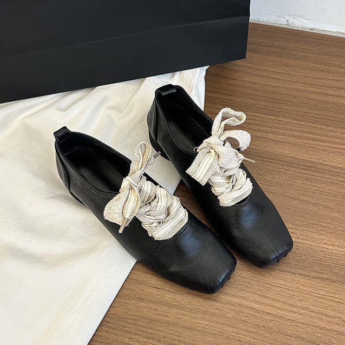 Damen elegante Schnürschuhe im Retro-Stil mit dekorativen Schleifen R&B